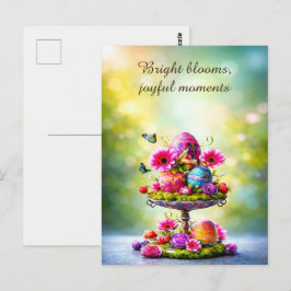 Postal Cartão de Boas Festas de Páscoa Floral Brilhante d