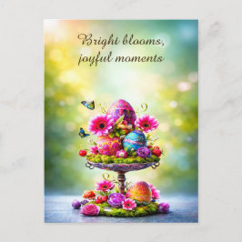 Postal Cartão de Boas Festas de Páscoa Floral Brilhante d