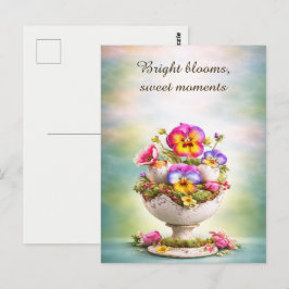Postal Cartão de Boas Festas de Páscoa Floral Colorido de