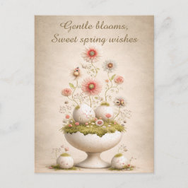 Postal Cartão de Boas Festas de Páscoa Floral Suave Prima