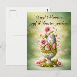 Postal Cartão de Boas Festas de Páscoa Ovos Florais Jardi
