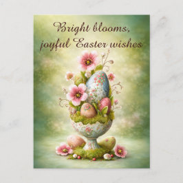 Postal Cartão de Boas Festas de Páscoa Ovos Florais Jardi