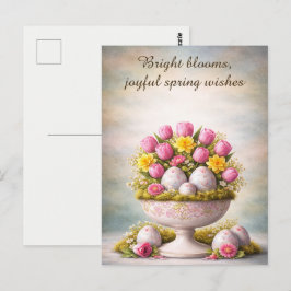 Postal Cartão de Boas Festas de Páscoa Tulipas Floral Pri