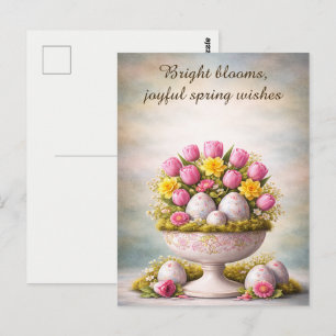 Postal Cartão de Boas Festas de Páscoa Tulipas Floral Pri