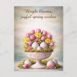 Postal Cartão de Boas Festas de Páscoa Tulipas Floral Pri