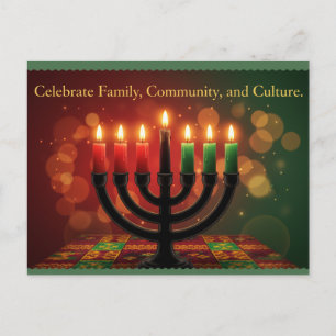 Postal Cartão de Boas Festas Kwanzaa Kinara