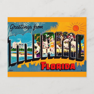 Postal Cartão de Boas-Vindas Colorido de Miami Flórida