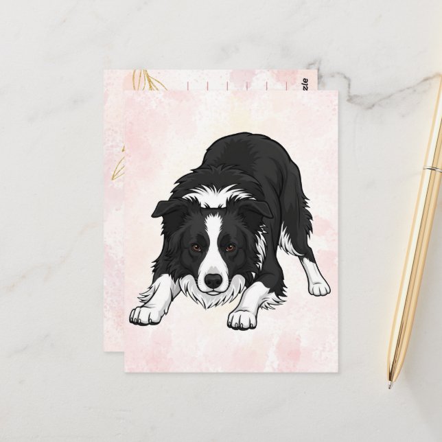 Postal Cartão de Boas-Vindas com Border Collie (Frente/Verso In Situ)