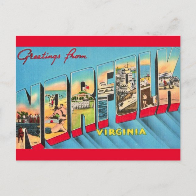 Postal Cartão de Boas-Vindas de Norfolk VA  (Frente)