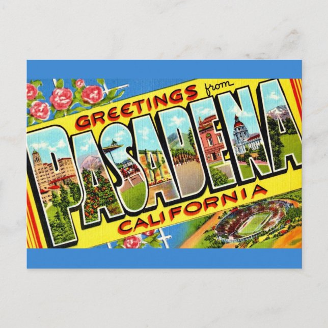 Postal Cartão de Boas-vindas de Pasadena CA (Frente)