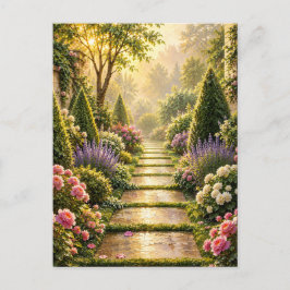 Postal Cartão de Boas-Vindas Floral Caminho do Jardim Sec