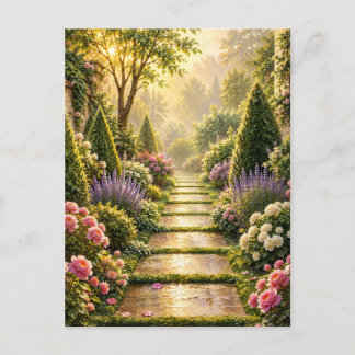 Postal Cartão de Boas-Vindas Floral Caminho do Jardim Sec