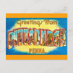 Postal Cartão de Boas-Vindas Muito Antigo de Pittsburgh