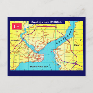 Postal Cartão de Boas-Vindas Retrô de Istambul