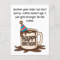 Cartão de Café de Aniversário: Desejos Bonitos