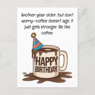 Postal Cartão de Café de Aniversário: Desejos Bonitos