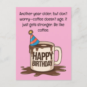 Postal Cartão de Café de Aniversário: Desejos Bonitos