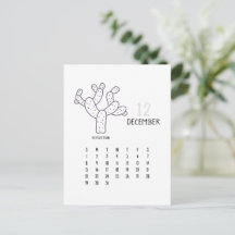 Cartão de Calendário de Cactus Personalizável de D