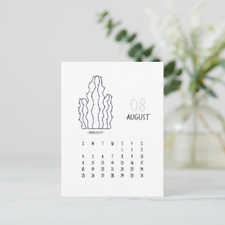 Postal Cartão de Calendário Personalizável Cactus 2024 de
