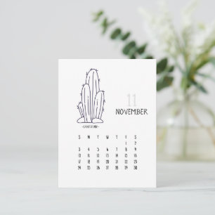 Postal Cartão de Calendário Personalizável Cactus 2024 de