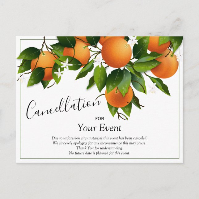 Postal Cartão de cancelamento de laranjas (Frente)