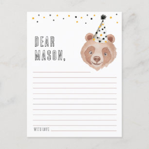Postal Cartão de Cápsula de Primeiro Aniversário - Urso d