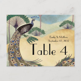 Postal Cartão de Casamento de Árvore Vintage Peacock & Pa