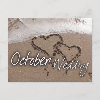 Postal Cartão de Casamento de Destino de Praia de Outubro