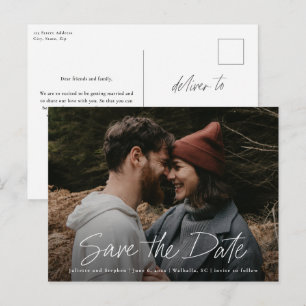 Postal Cartão de Casamento de Fotografia com Script Moder