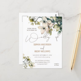 Postal Cartão de casamento Floral de Boho Cute Wildflower