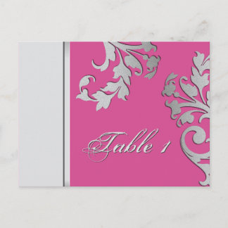 Postal Cartão de Casamento Número de Tabela - Fuschia e P