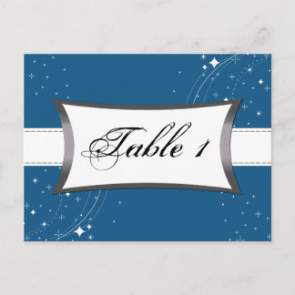 Postal Cartão de Casamento Número de Tabela - Noite Azul