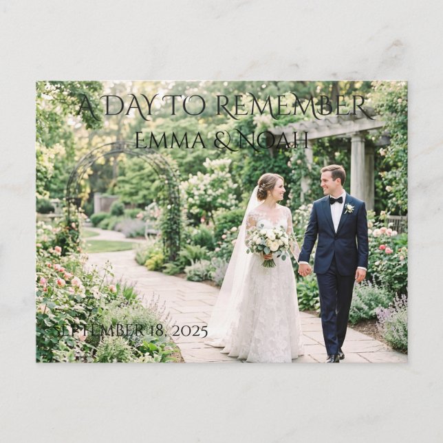 Postal Cartão de Casamento para Lembrar um Dia (Frente)