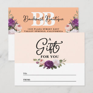 Postal Cartão de Certificado de Presente de Compro Floral