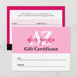 Postal Cartão de Certificado de Presente de Moda Magenta