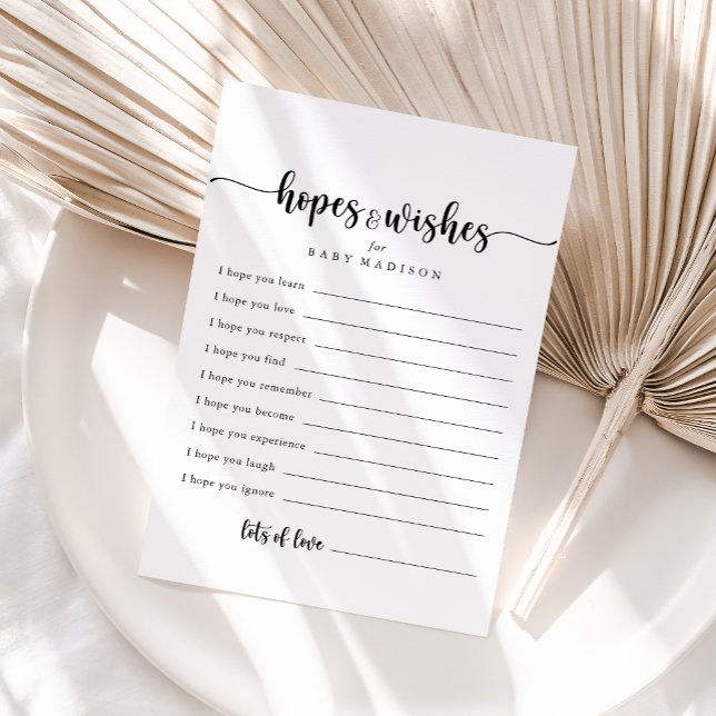 Postal Cartão de Chá de fraldas de Caligrafia e Desejos (Criador carregado)