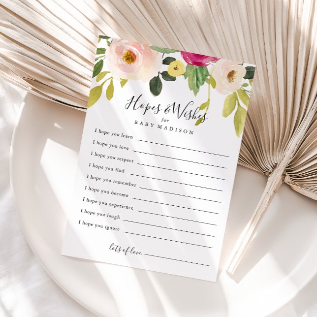 Postal Cartão de Chá de fraldas Verde Floral Esperanças e (Criador carregado)