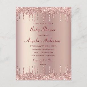 Postal Cartão de Chá rosa Dourado Blush Baby Girl