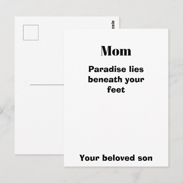 Postal Cartão de Citação da Mamãe Presente para a Mamãe (Frente/Verso)