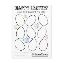 Cartão de Colorir Ovo de Páscoa com Nome Personali