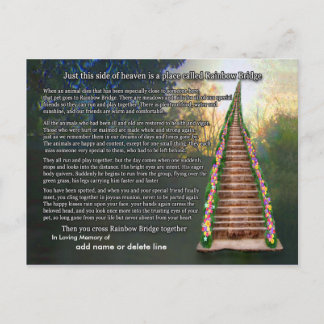 Postal Cartão de condolências Poem da Ponte do Arco-Íris