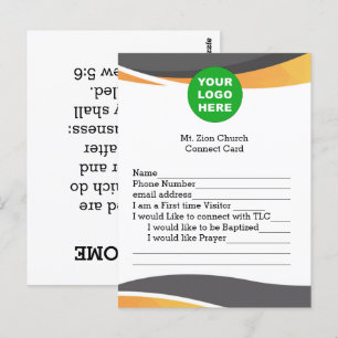 Postal Cartão de Conexão Convidado da Igreja com logotipo