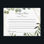 Postal Cartão de Conselheiro de Casamento do Conselho Tro<br><div class="desc">Este cartão de conselho de casamento dos consejos e deseos tropicais é perfeito para um casamento espanhol moderno. A design apresenta lindas folhas verdes pintadas à mão, enfeitando um quadro geométrico dourado. Estas cartas são perfeitas para um casamento, chá de panela, chá de fraldas, festa de formatura e muito mais....</div>