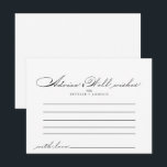 Postal Cartão de Conselhos de Casamento com Caligrafia El<br><div class="desc">Este cartão de conselhos de casamento com caligrafia elegante é perfeito para um casamento moderno. O design simples e sofisticado apresenta tipografia clássica e sofisticada em preto e branco. Esses cartões são perfeitos para um casamento, chá de noiva, chá de bebê, festa de formatura e mais. Personalize os cartões com...</div>