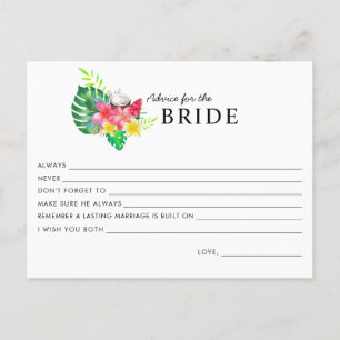 Postal Cartão de conselhos para a noiva Floral Tropical P
