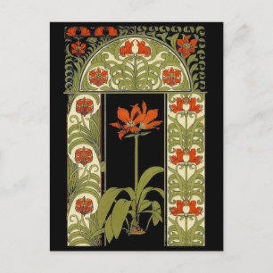 Postal Cartão de Cumprimentos Floral Art Déco