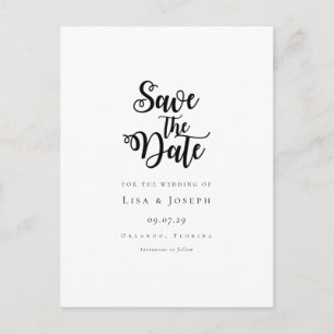 Postal Cartão de Data de Salvamento em Script Minimalista