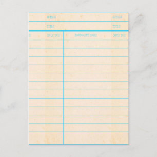 Postal Cartão de Data de Vencimento do Livro de Bibliote