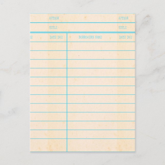 Postal Cartão de Data de Vencimento do Livro de Bibliotec (Frente)