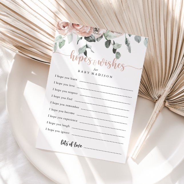 Postal Cartão de desejos e desejos do Chá de fraldas Rosa (Criador carregado)